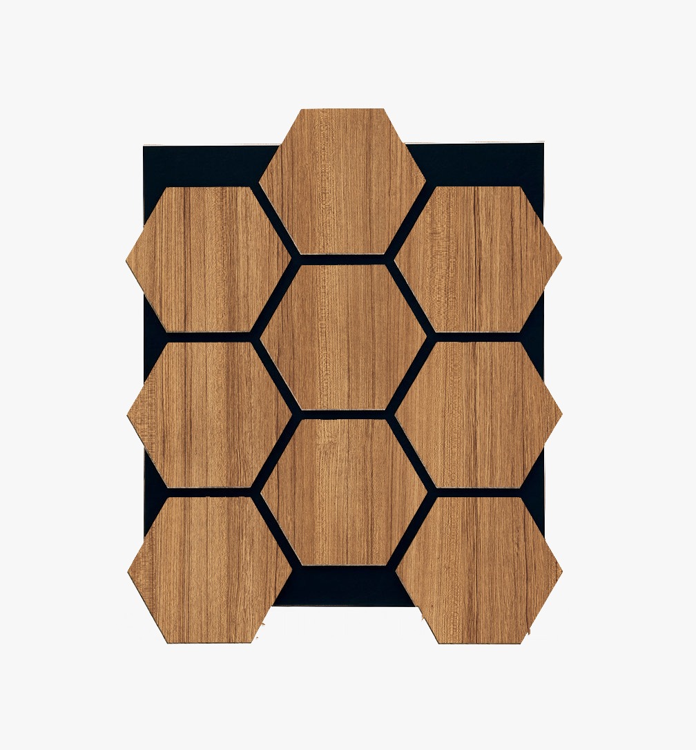 Hexagon Akustikpaneel Teak